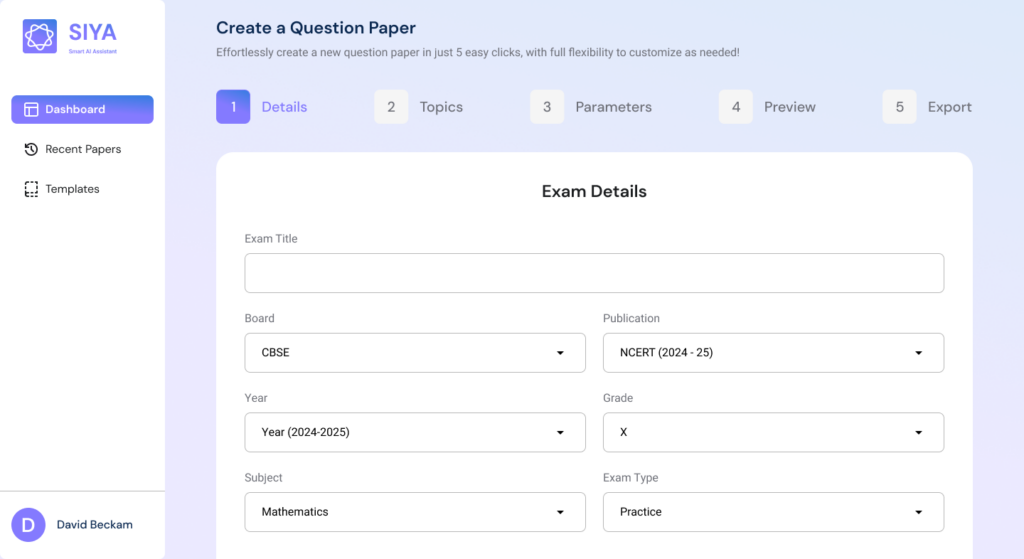 Question Paper Creation Flow __ Screen 2